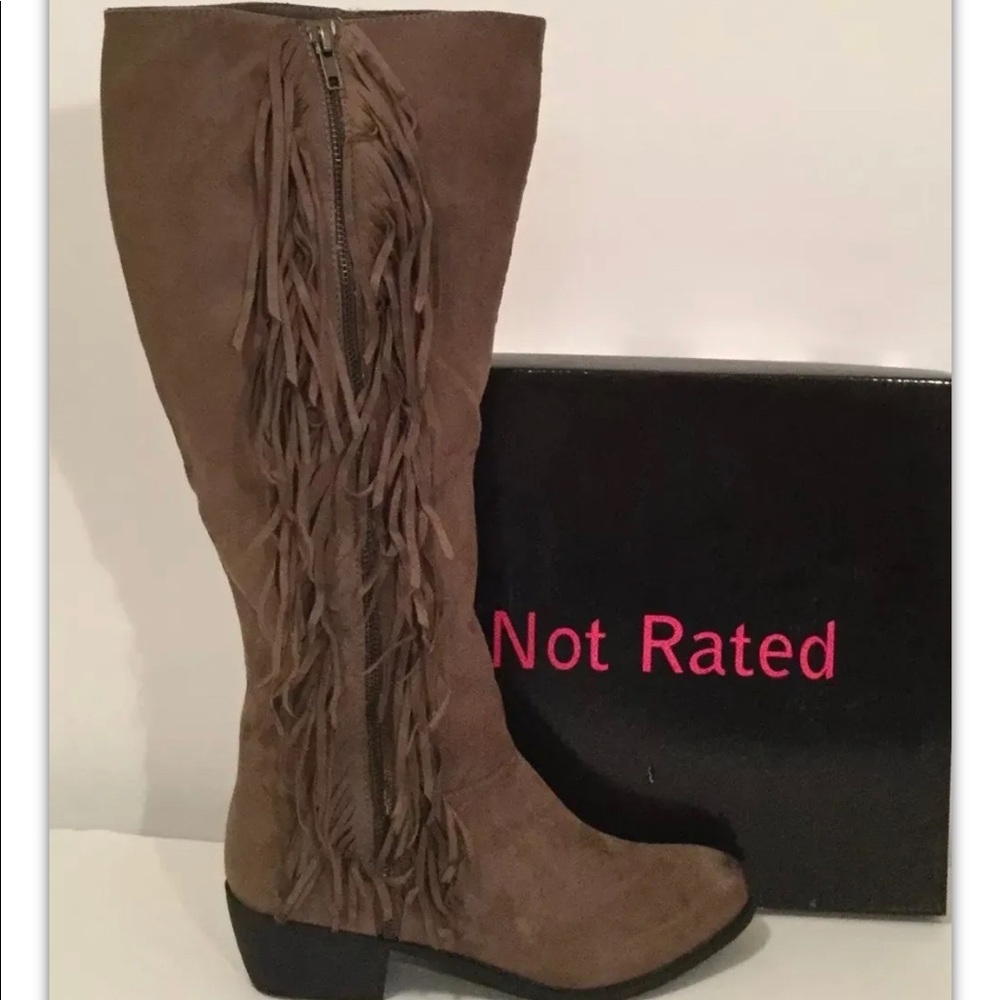 Not Rated Trinidy Taupe Fringe Distress Boots